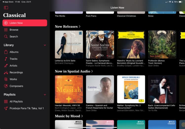 Apple Music Classical jest teraz dostępne również na iPadzie