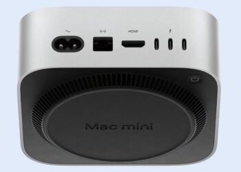 Nowy Mac mini M4: Przycisk zasilania umieszczony na spodzie urządzenia