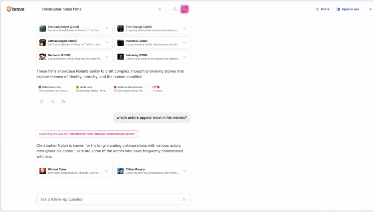 Brave Search wprowadza funkcję czatu AI do zadawania dodatkowych pytań po wyszukiwaniu