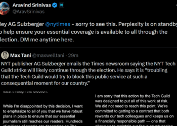 Dyrektor generalny Perplexity proponuje, by usługi firmy AI zastąpiły strajkujących pracowników New York Times