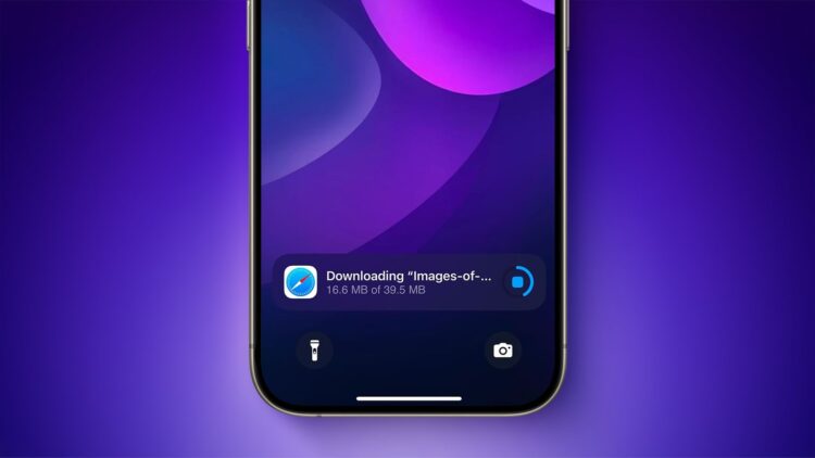 iOS 18.2 z obsługą aktywności na żywo dla pobrań w Safari