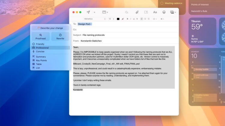 Nowe narzędzia pisarskie Apple ułatwiają edycję tekstów i zmianę ich tonu