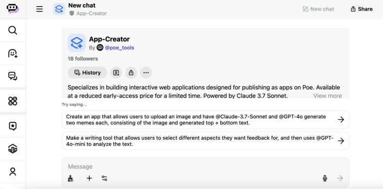 Poe od Quory umożliwia teraz tworzenie i udostępnianie własnych aplikacji opartych na AI