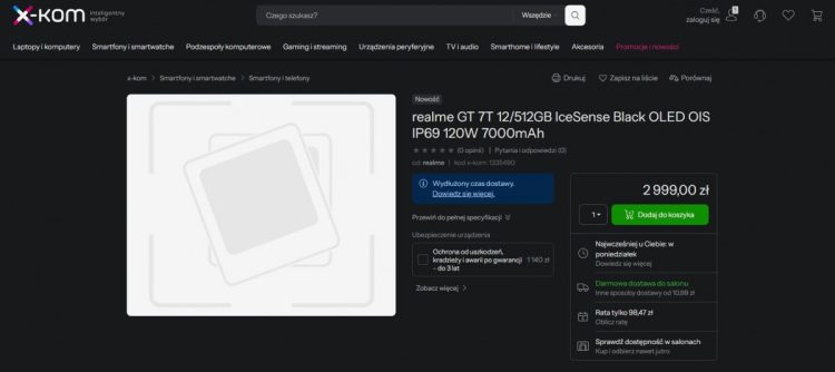 Nowe informacje z oferty sklepu ujawniają więcej szczegółów o cenie Realme GT 7T