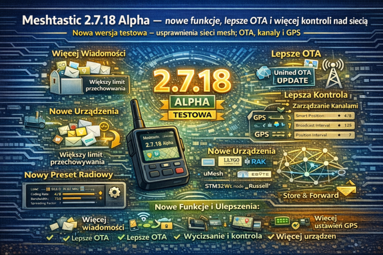 Meshtastic 2.7.18 Alpha – nowe funkcje, lepsze OTA i więcej kontroli nad siecią