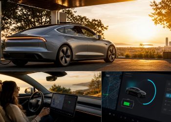 Samochód elektryczny podczas letniej aktualizacji oprogramowania
