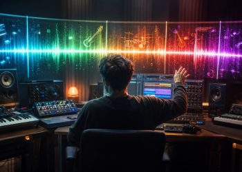 Producent tworzący dłuższy utwór muzyczny przy pomocy AI