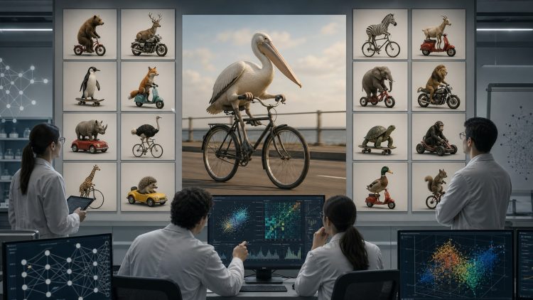 Badanie modeli AI na przykładzie pelikana jadącego na rowerze