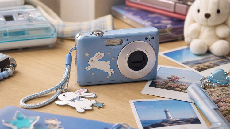 Różowy aparat retro inspirowany postacią króliczka Miffy
