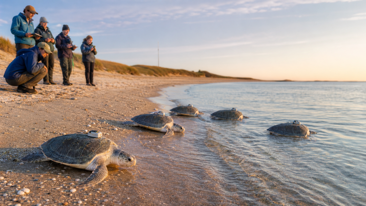Pięć uratowanych żółwi morskich z nadajnikami wraca do oceanu