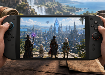 Rozbudowana gra MMORPG działa na przenośnej konsoli w świecie fantasy