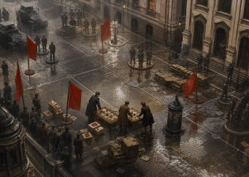 Plansza strategii turowej na ulicach rewolucyjnego Berlina z 1918 roku