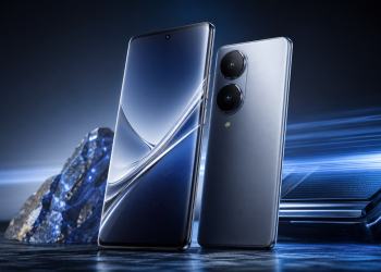 Smukły smartfon z zakrzywionym ekranem i dwoma dużymi obiektywami aparatu