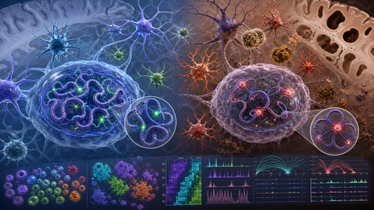 Neurony i komórki glejowe ze zmianami przestrzennej organizacji DNA