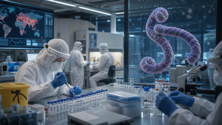 Naukowcy przygotowujący szczepionkę przeciw wirusowi Ebola w laboratorium
