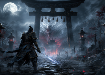 Samuraj przed wejściem do nadprzyrodzonego świata w księżycowej Japonii