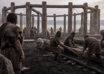 Neolityczni budowniczowie wznoszą drewniany krąg przed powstaniem Stonehenge