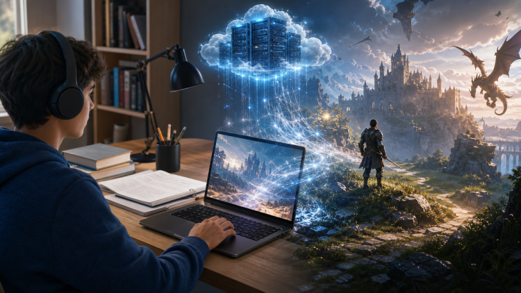 GeForce NOW pozwala grać w gry PC i uczyć się na jednym laptopie