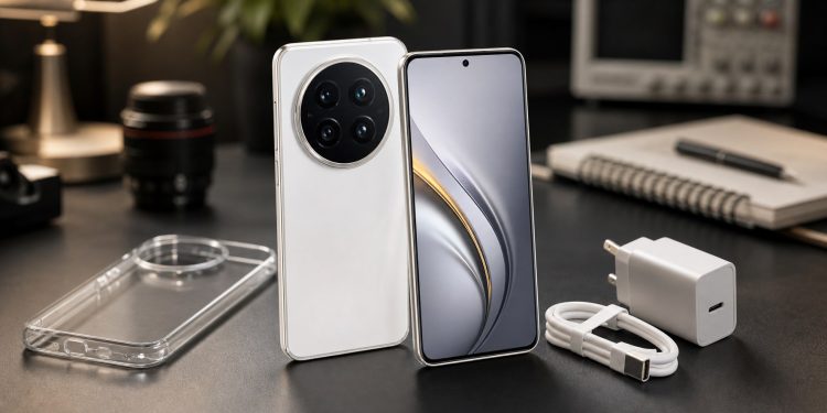 Huawei Pura 90s Pro Max z akcesoriami na biurku redakcyjnym