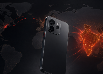 Smartfon na tle mapy ilustrującej wycofanie OnePlus z Europy i Ameryki Północnej oraz obecność w Indiach