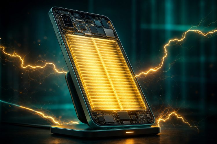 Koncepcyjny smartfon z bardzo dużym ogniwem widocznym wewnątrz obudowy
