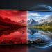 Ekran smartfona Galaxy S26 Ultra przed i po usunięciu czerwonego zafarbu kolorów